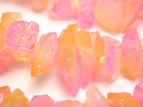 1strand $11.79! Crystal Rough Rock Nugget Metallic Coating Yellow & Pink 1strand (aprx.15inch / 36cm)