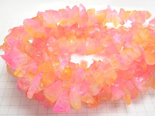 1strand $11.79! Crystal Rough Rock Nugget Metallic Coating Yellow & Pink 1strand (aprx.15inch / 36cm)