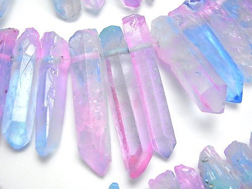 [Video] Crystal Natural Point Cut Metallic Coating Light Blue & Pink 1strand beads (aprx.15inch/38cm)