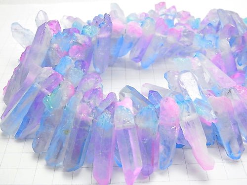 [Video] Crystal Natural Point Cut Metallic Coating Light Blue & Pink 1strand beads (aprx.15inch/38cm)