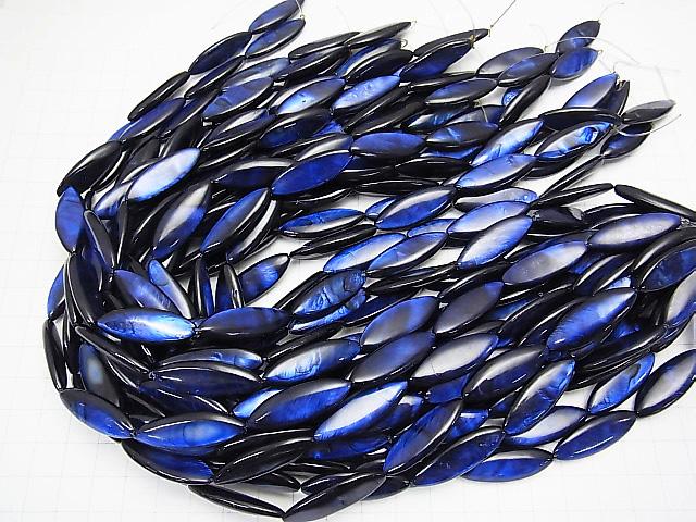 Blue color Shell Marquise 30x10x4mm 1strand beads (aprx.14inch / 34cm)