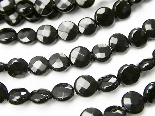 Onyx  Faceted Coin 6x6x3mm half or 1strand (aprx.15inch/38cm)
