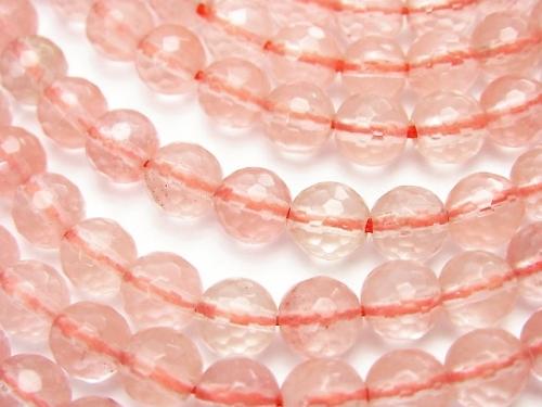 Cherry Quartz Glass  128Faceted Round 6mm 1strand beads (aprx.15inch/36cm)