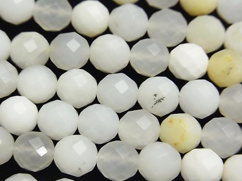 African White Opal 64 Faceted Round 8mm half or 1strand (aprx.15inch / 38cm)