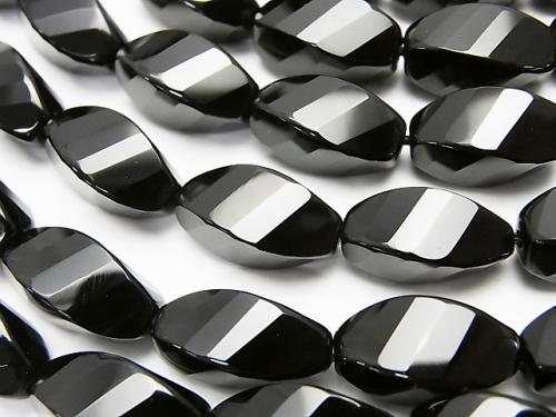 Onyx  Rice 4Faceted Twist xMultiple Facets 16x8x8mm half or 1strand (aprx.15inch/38cm)