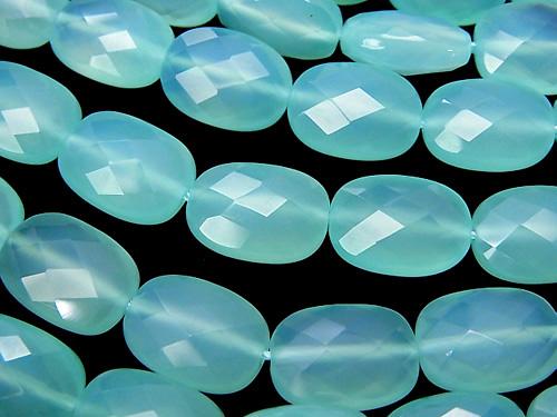 Sea Blue Chalcedony AAA Faceted Rectangle 14x10x6mm 1/4 or 1strand (aprx.15inch / 38cm)