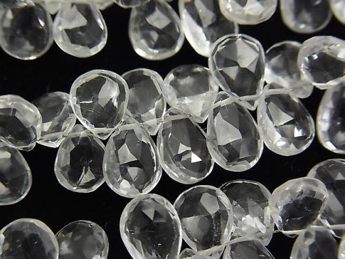 White Topaz AAA Pear shape Faceted Briolette 1/4 or 1strand (aprx. 8inch / 20cm)