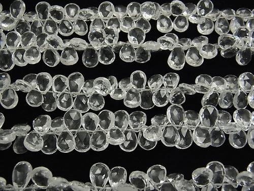 White Topaz AAA Pear shape Faceted Briolette 1/4 or 1strand (aprx. 8inch / 20cm)