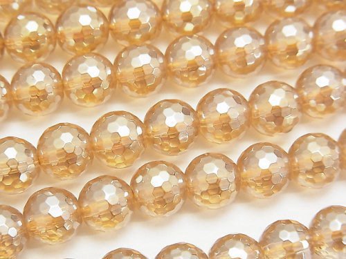 Champagne Aura Crystal Quartz AAA 128Faceted Round 8mm half or 1strand beads (aprx.15inch/37cm)