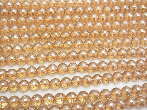 Champagne Aura Crystal Quartz AAA 128Faceted Round 8mm half or 1strand beads (aprx.15inch/37cm)
