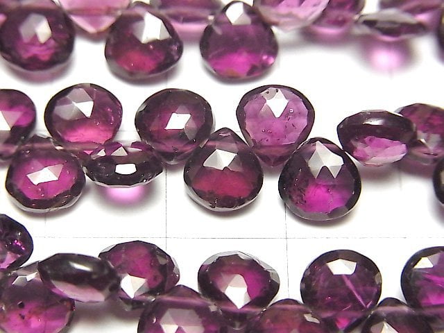 [Video]High Quality Rhodolite Garnet AA++ Chestnut Faceted Briolette half or 1strand beads (aprx.7inch/18cm)