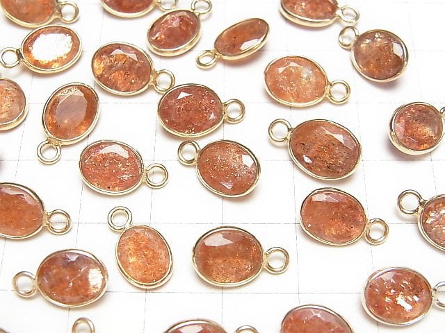 [Video]High Quality Sunstone AAA Bezel Setting Oval Faceted 10x8mm 18KGP 3pcs