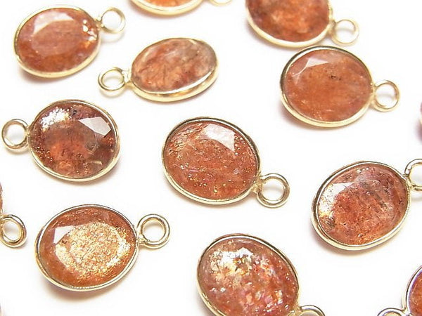 [Video]High Quality Sunstone AAA Bezel Setting Oval Faceted 11x9mm 18KGP 2pcs