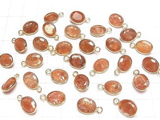 [Video]High Quality Sunstone AAA Bezel Setting Oval Faceted 11x9mm 18KGP 2pcs