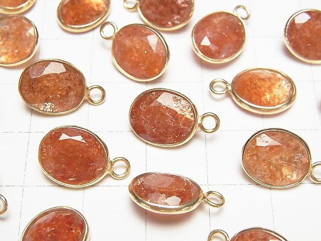 [Video]High Quality Sunstone AAA Bezel Setting Oval Faceted 12x10mm 18KGP 1pc