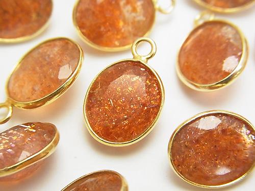 High Quality Sun Stone AAA Bezel Setting Oval Faceted 13x11mm [One Side ] 18KGP 3pcs $27.99!