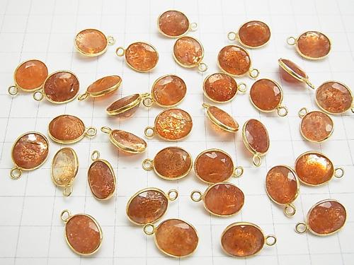 High Quality Sun Stone AAA Bezel Setting Oval Faceted 13x11mm [One Side ] 18KGP 3pcs $27.99!