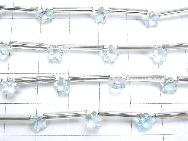 [Video] High Quality Sky Blue Topaz AAA- Faceted Star 6x6mm 1strand (8pcs )