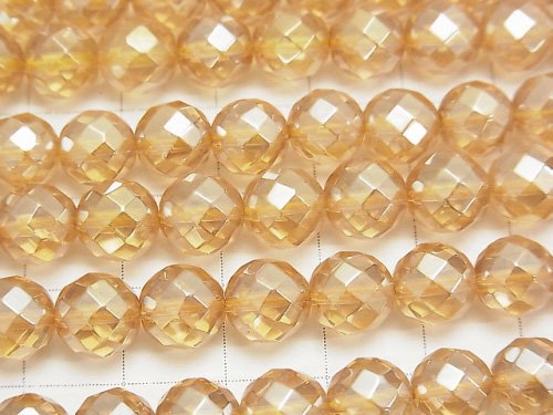 Champagne Aura Crystal Quartz AAA 64Faceted Round 8mm half or 1strand beads (aprx.15inch/36cm)