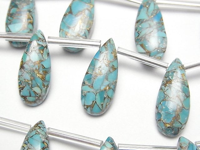 [Video]Blue Copper Turquoise AAA Pear shape (Smooth) 20x8mm half or 1strand (8pcs )