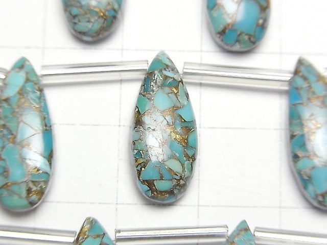 [Video]Blue Copper Turquoise AAA Pear shape (Smooth) 20x8mm half or 1strand (8pcs )