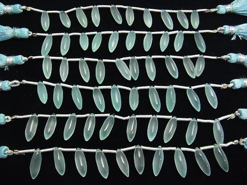 1strand $15.99! High Quality Sea Blue Chalcedony AAA Marquise Rice (Smooth) 15x5x5mm 1strand (10pcs)