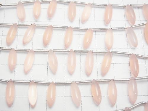 1strand $15.99! High Quality Pink Chalcedony AAA Marquise Rice (Smooth) 15x5x5mm 1strand (10pcs)