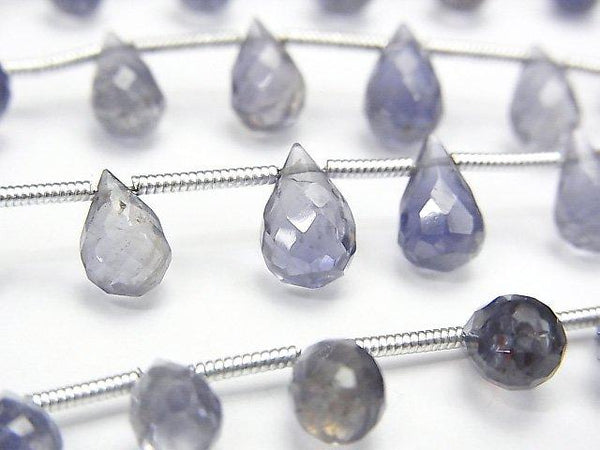 [Video] High Quality Iolite AA++ Drop Faceted Briolette [Medium color] 1strand beads (aprx.7inch / 17cm)