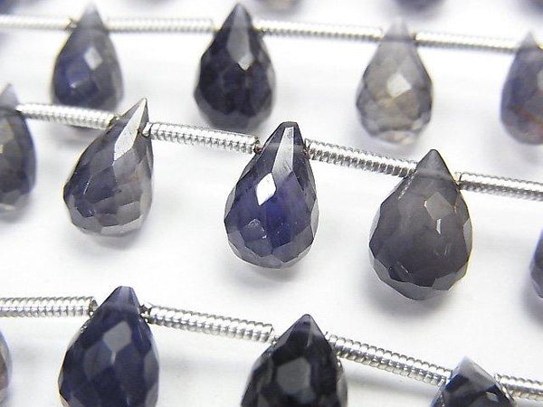 [Video] High Quality Iolite AA++ Drop Faceted Briolette [Dark color] 1strand beads (aprx.7inch / 17cm)