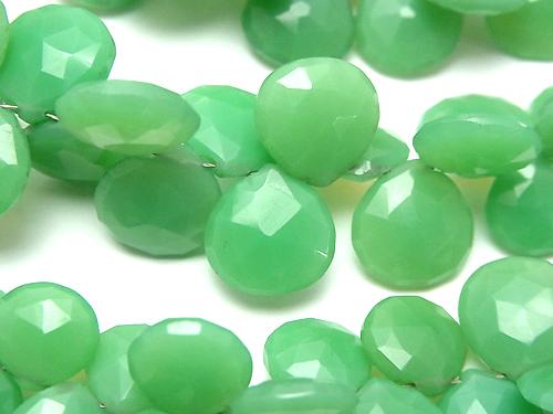 High Quality Green Color Chalcedony AA ++ Chestnut Faceted Briolette half or 1strand (aprx. 7inch / 18cm)
