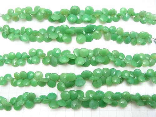 High Quality Green Color Chalcedony AA ++ Chestnut Faceted Briolette half or 1strand (aprx. 7inch / 18cm)