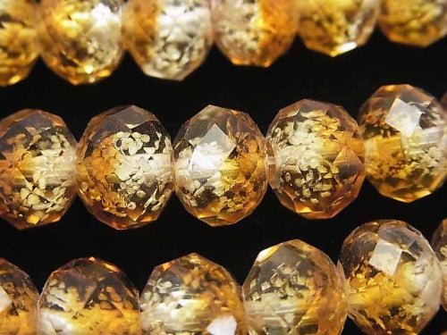 Lampwork Beads Faceted Button Roundel 10x10x7mm [Orange/Luminous type ] half or 1strand beads (aprx.14inch/34cm)