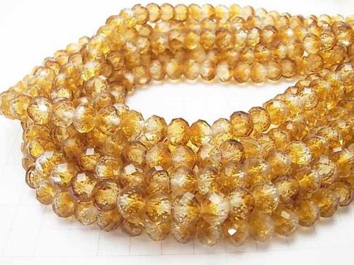 Lampwork Beads Faceted Button Roundel 10x10x7mm [Orange/Luminous type ] half or 1strand beads (aprx.14inch/34cm)