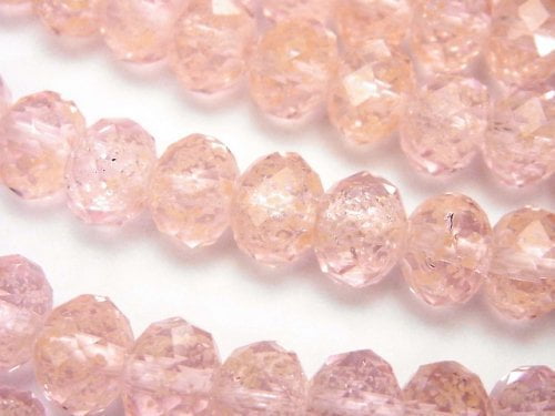 Lampwork Beads Faceted Button Roundel 10x10x7mm [Pink/Luminous type ] half or 1strand beads (aprx.14inch/34cm)
