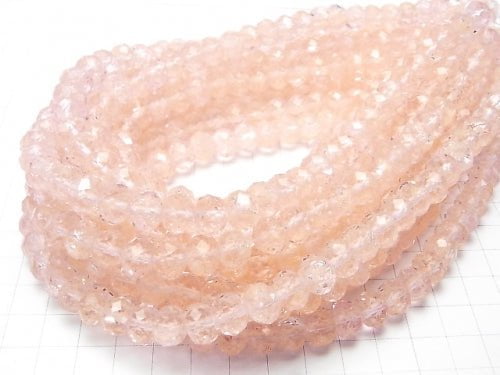 Lampwork Beads Faceted Button Roundel 10x10x7mm [Pink/Luminous type ] half or 1strand beads (aprx.14inch/34cm)