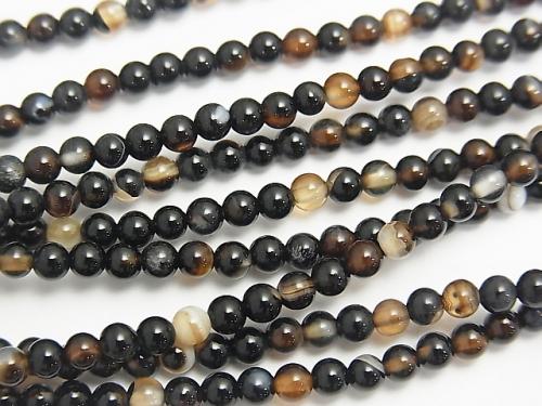 1strand $3.79! Black and Brown Agate AAA Round 3mm 1strand (aprx.15inch / 37cm)