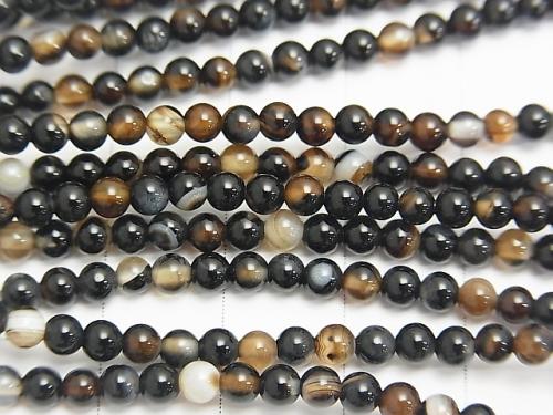 1strand $3.79! Black and Brown Agate AAA Round 3mm 1strand (aprx.15inch / 37cm)