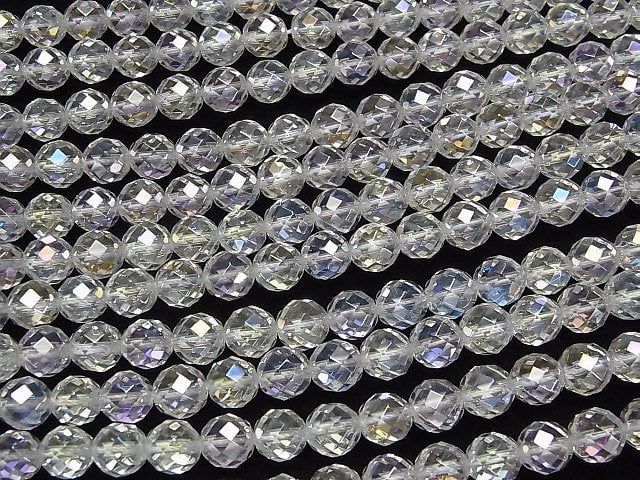 Aqua Crystal  64Faceted Round 8mm half or 1strand beads (aprx.15inch/37cm)