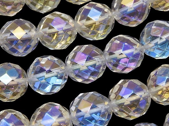 [Video] Aqua Crystal 64Faceted Round 12mm 1/4 or 1strand beads (aprx.15inch/36cm)