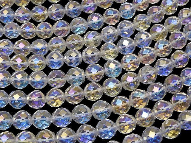 [Video] Aqua Crystal 64Faceted Round 12mm 1/4 or 1strand beads (aprx.15inch/36cm)