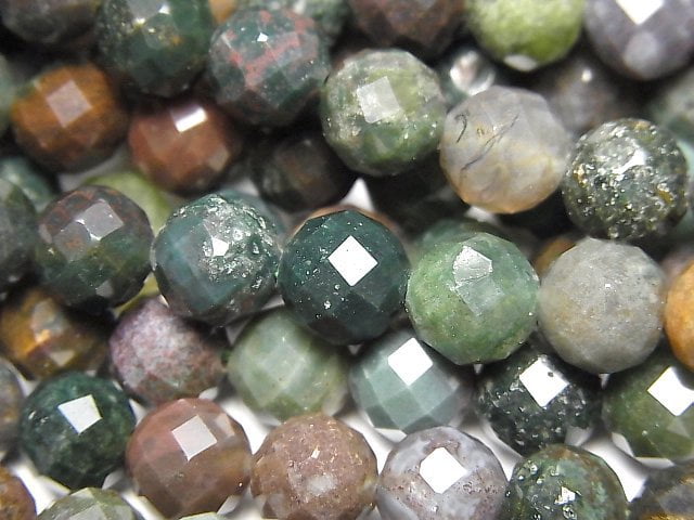 [Video]High Quality! Indian Agate Faceted Round 8mm 1strand beads (aprx.15inch/36cm)