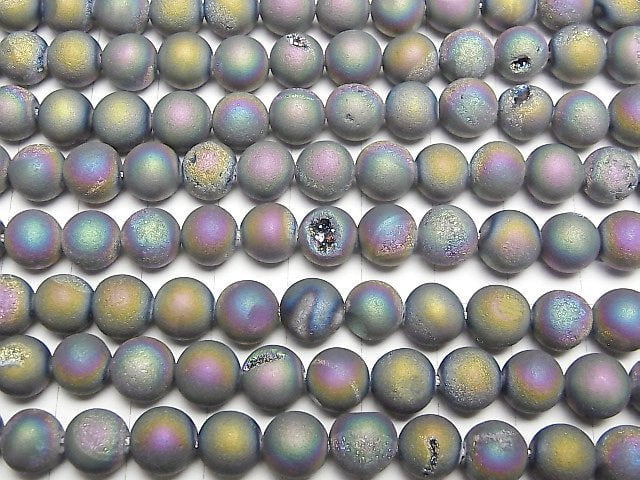 [Video]Druzy Agate Round 8mm Matte Rainbow 1strand beads (aprx.15inch/36cm)