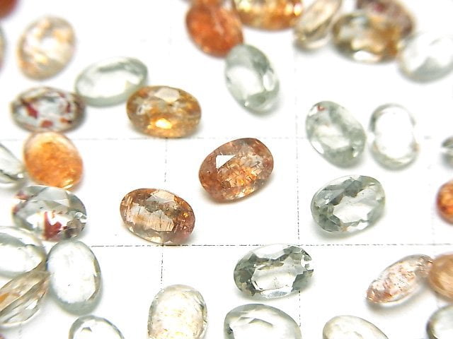 [Video]High Quality Multicolor Sunstone AAA Loose stone Oval Faceted 6x4mm 10pcs