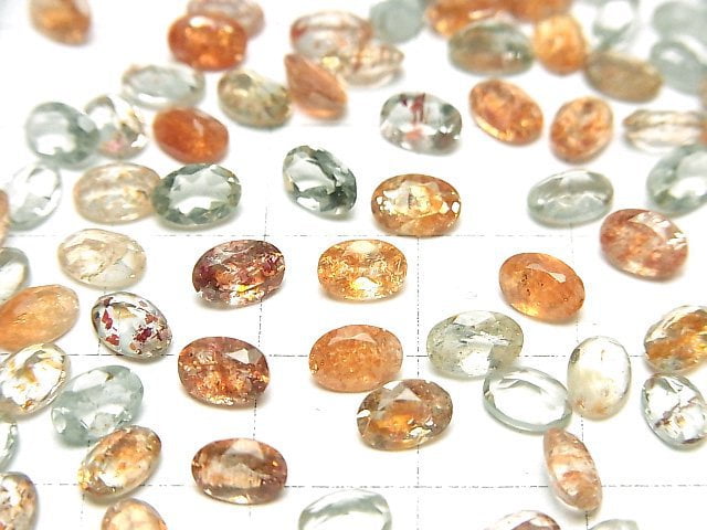 [Video]High Quality Multicolor Sunstone AAA Loose stone Oval Faceted 6x4mm 10pcs