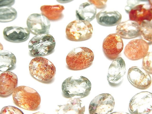 [Video]High Quality Multicolor Sunstone AAA Loose stone Oval Faceted 8x6mm 5pcs