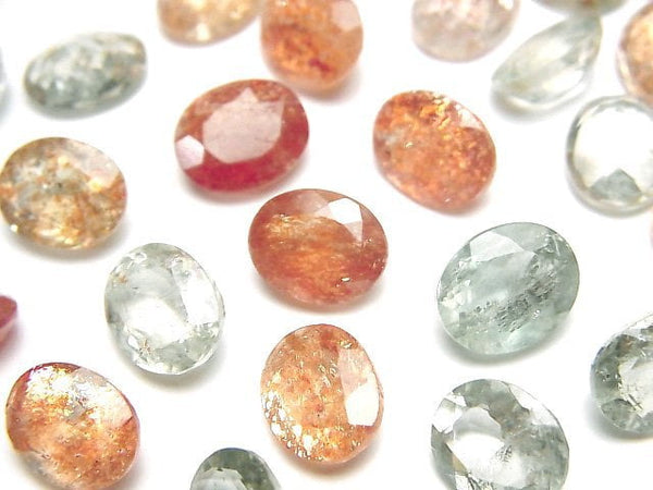 [Video]High Quality Multicolor Sunstone AAA Loose stone Oval Faceted 10x8mm 5pcs