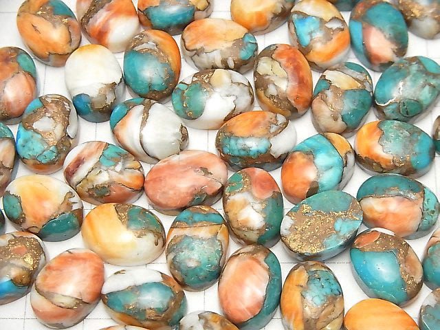 [Video] Oyster Copper Turquoise AAA Oval Cabochon 14x10mm 2pcs