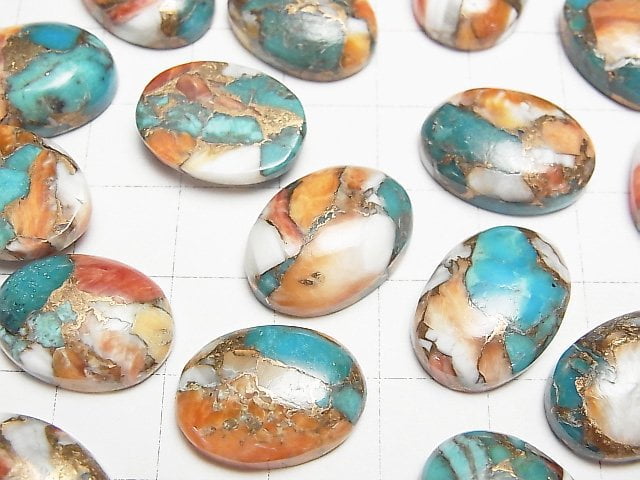 [Video] Oyster Copper Turquoise AAA Oval Cabochon 18x13mm 2pcs