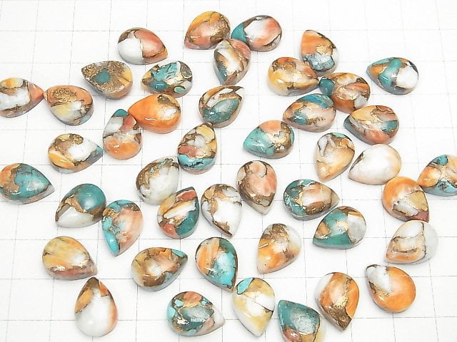 Oyster Copper Turquoise Pear shape Cabochon 14x10mm 3pcs