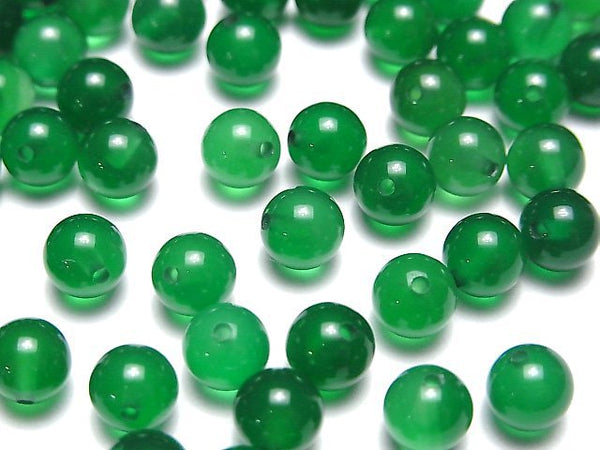 [Video] Green Onyx AAA Half Drilled Hole Round 6mm 10pcs